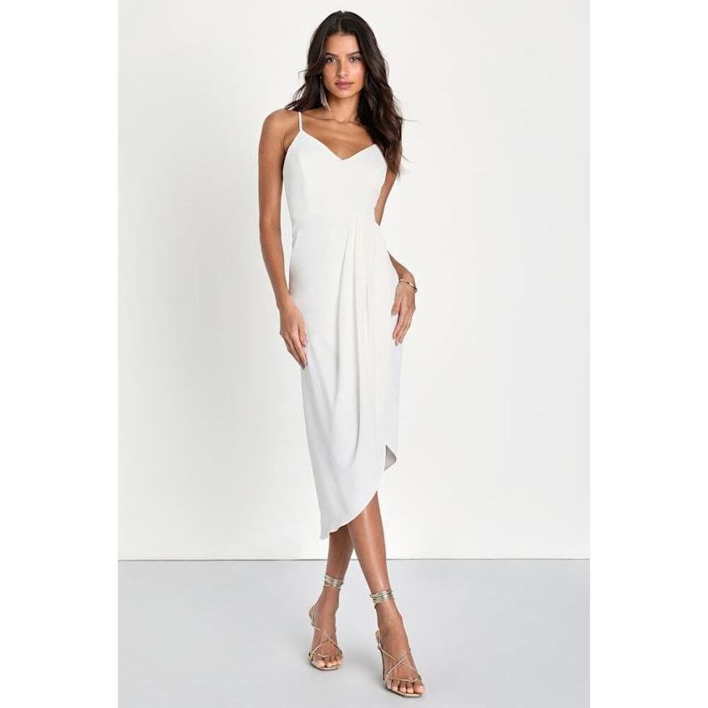 Lulus Reinette White Midi Dress - Size S